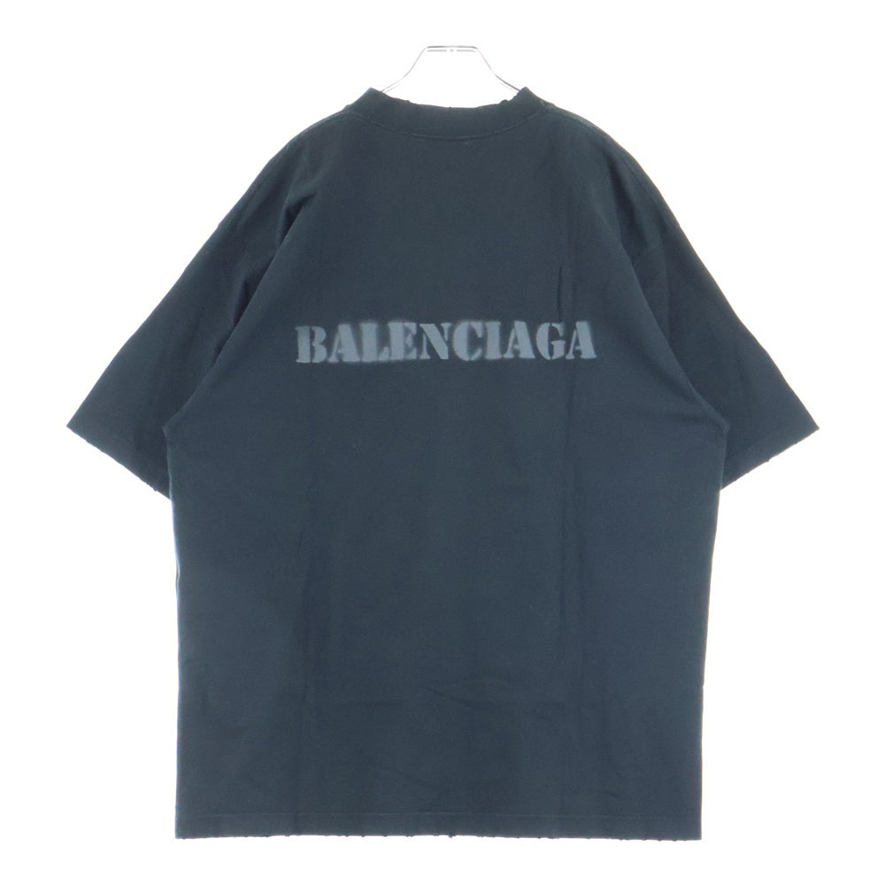 BALENCIAGA(バレンシアガ) 24SS INKJET BLUR LOGO TEE BLACK 764235 TQVA3 インクジェット ブラーロゴ クルーネック半袖Tシャツ ブラック