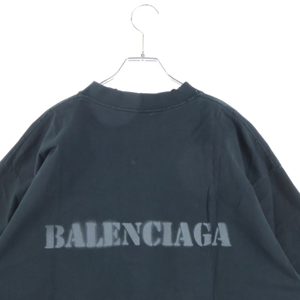 BALENCIAGA(バレンシアガ) 24SS INKJET BLUR LOGO TEE BLACK 764235 TQVA3 インクジェット ブラーロゴ クルーネック半袖Tシャツ ブラック