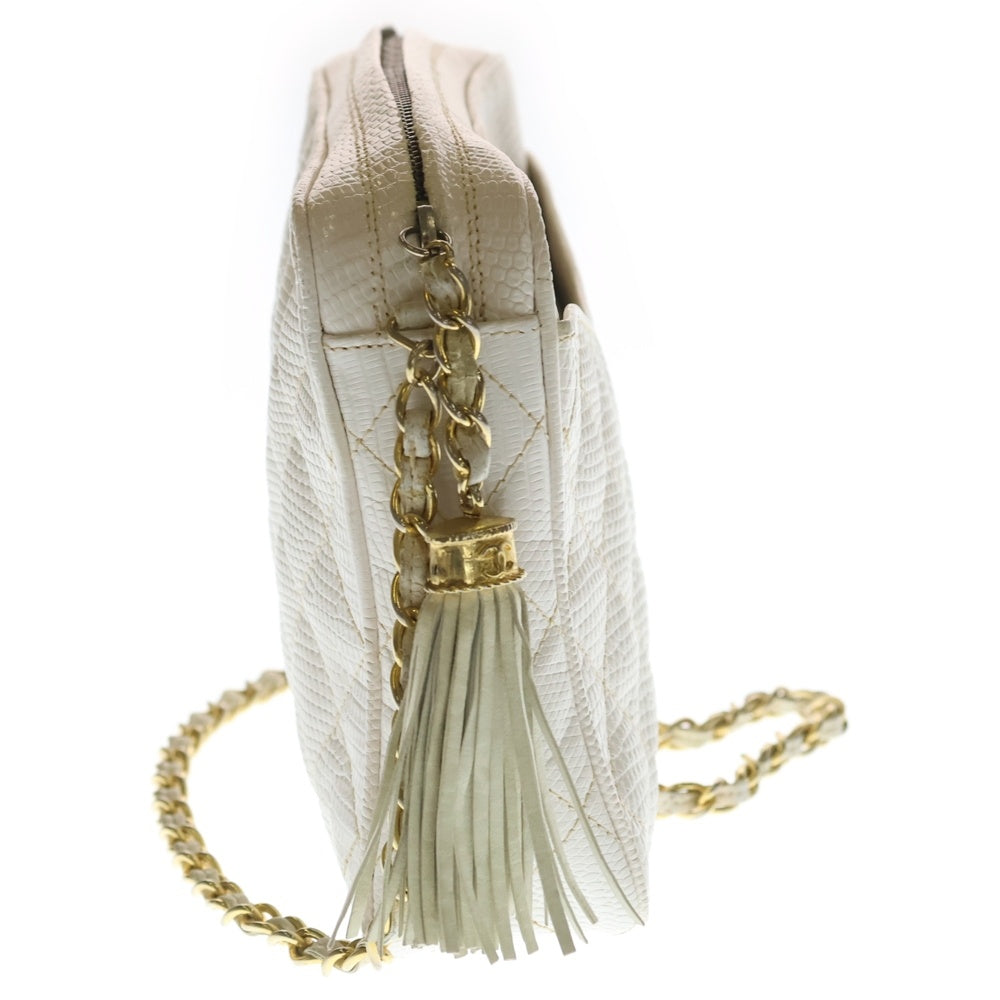 CHANEL(シャネル) ココマーク フリンジチェーン ショルダーバッグ ホワイト