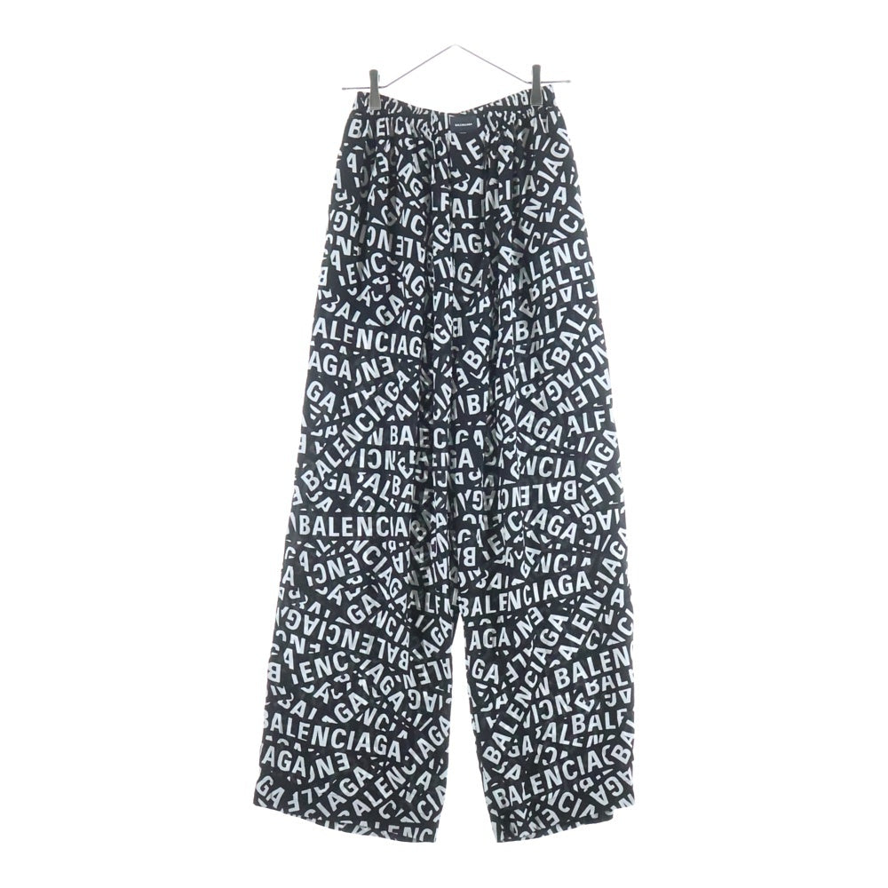 BALENCIAGA(バレンシアガ) 総柄 ロゴプリント レーヨン混 イージーパンツ 659026 TML21 ブラック