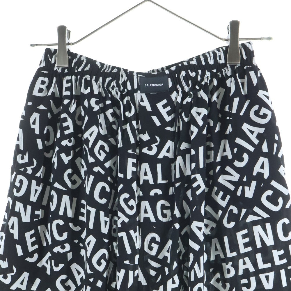 BALENCIAGA(バレンシアガ) 総柄 ロゴプリント レーヨン混 イージーパンツ 659026 TML21 ブラック