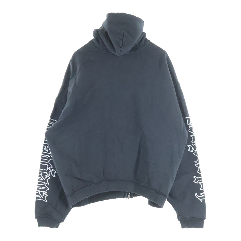 BALENCIAGA(バレンシアガ) Pulled Large Zip-Up Hoodie アームロゴ ジップアップフーディパーカー 808227 TSVW5 ブラック