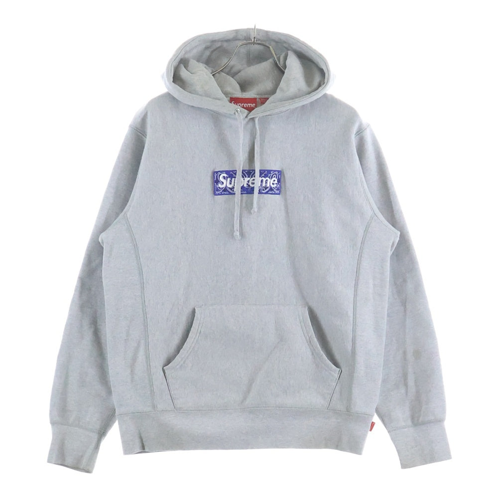 SUPREME(シュプリーム) 19AW Bandana Box Logo Hooded Sweatshirt バンダナ ボックスロゴ プルオーバーパーカー グレー