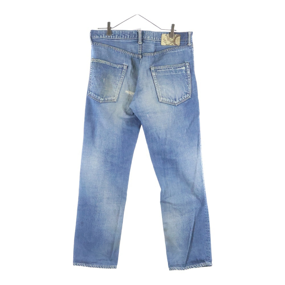 VISVIM(ヴィスヴィム) 00s SOCIAL SCULPTURE DENIM 03D5 DAMAGED-5 パイソンパッチ ストレートデニム インディゴ