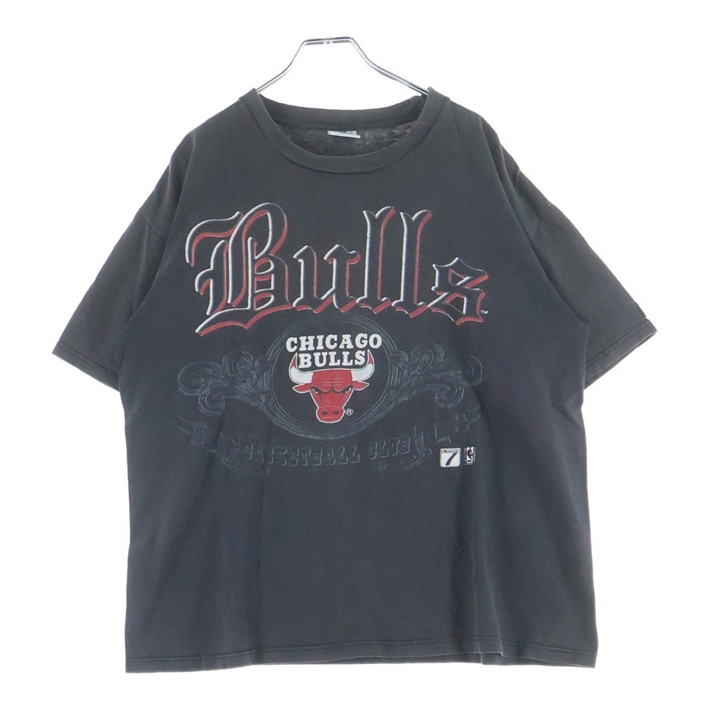 VINTAGE(ヴィンテージ) 90s シカゴブルズ LOGO 7タグ USA製 袖裾ダブル Tシャツ ブラック