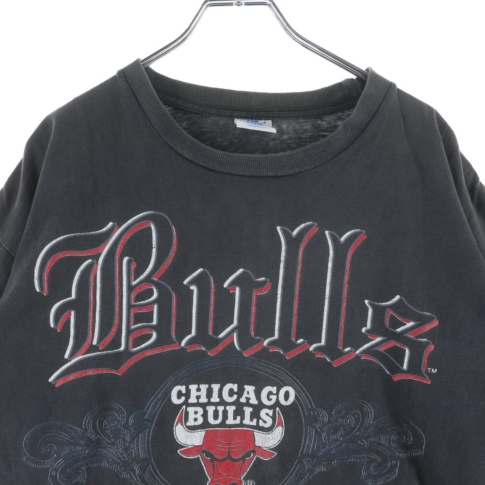 VINTAGE(ヴィンテージ) 90s シカゴブルズ LOGO 7タグ USA製 袖裾ダブル Tシャツ ブラック