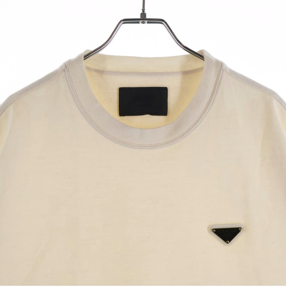 PRADA(プラダ) トライアングルプレート クルーネック半袖Tシャツカットソー オフホワイト UJN861 SWM0 14LK