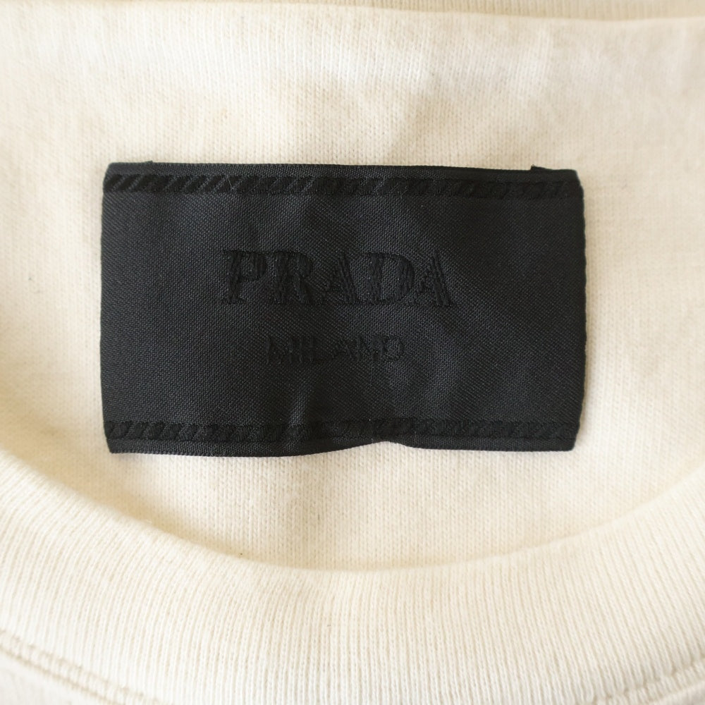 PRADA(プラダ) トライアングルプレート クルーネック半袖Tシャツカットソー オフホワイト UJN861 SWM0 14LK