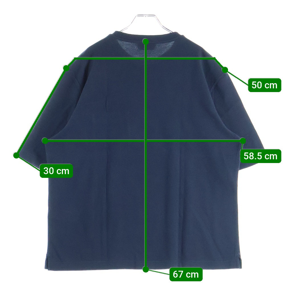 HERMES(エルメス) レザーポケット クルーネック半袖Tシャツカットソー ネイビー