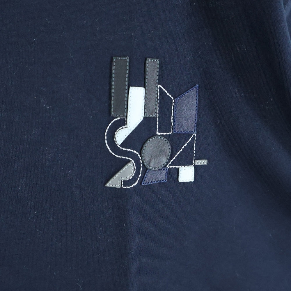HERMES(エルメス) 24SS レザーパッチ クルーネック半袖Tシャツカットソー ネイビー