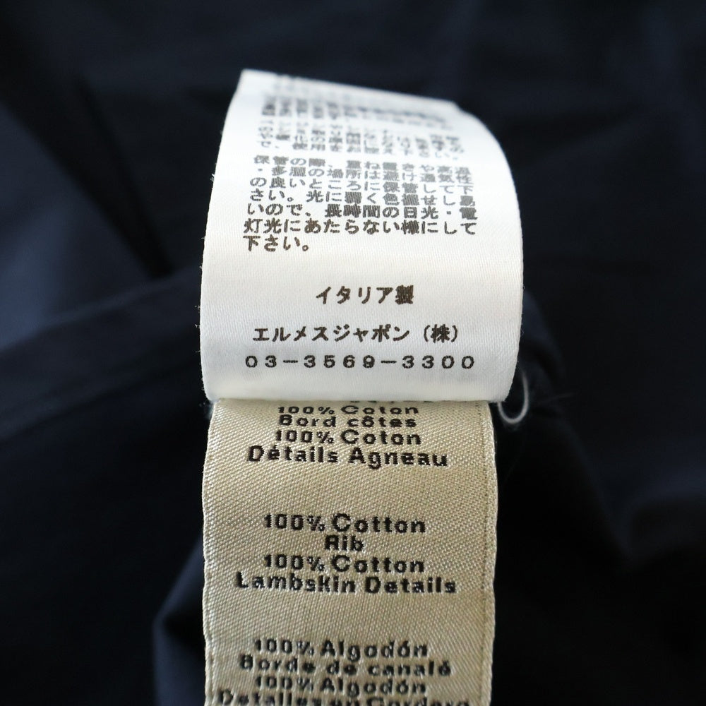 HERMES(エルメス) 24SS レザーパッチ クルーネック半袖Tシャツカットソー ネイビー