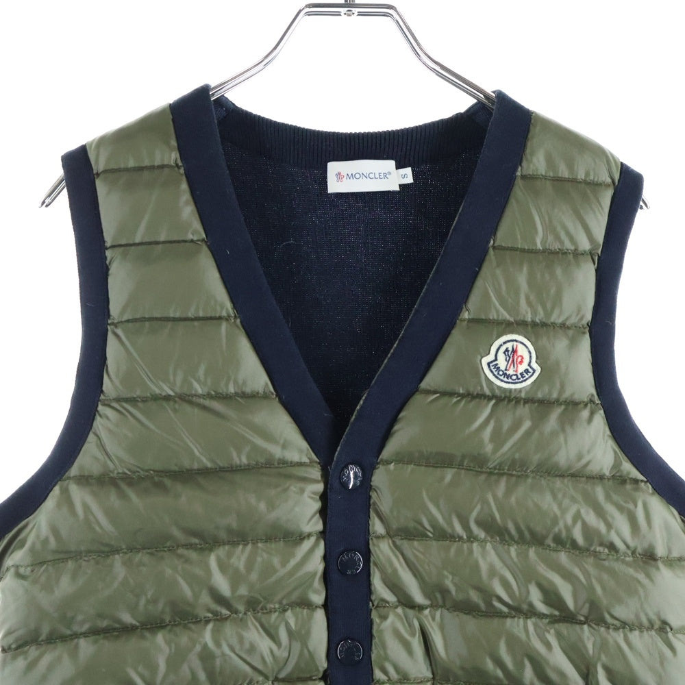 MONCLER(モンクレール) MAGLIA TRICOT GILET ニット切替ダウンジレベスト カーキ/ネイビー 310919442800 レディース