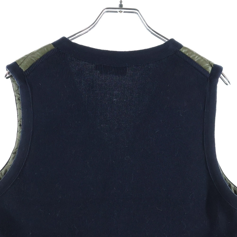 MONCLER(モンクレール) MAGLIA TRICOT GILET ニット切替ダウンジレベスト カーキ/ネイビー 310919442800 レディース