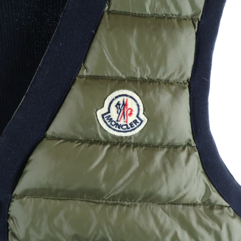 MONCLER(モンクレール) MAGLIA TRICOT GILET ニット切替ダウンジレベスト カーキ/ネイビー 310919442800 レディース