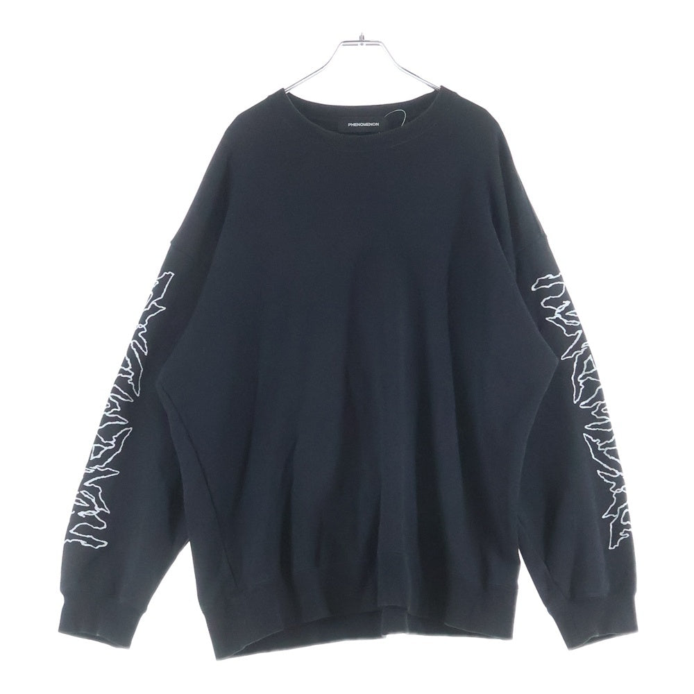 PHENOMENON(フェノメノン) METAL LOGO CREWNECK メタルアームロゴ クルーネックスウェットシャツ 1LLCS22A-019 ブラック