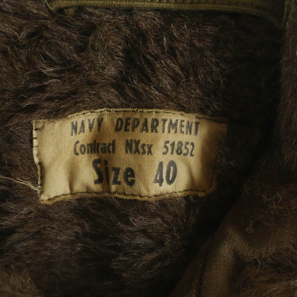 VINTAGE(ヴィンテージ) 40s N-1 コの字 TALON 袖ダブルステッチ 袖アルパカ U.S.N. デッキジャケット カーキ