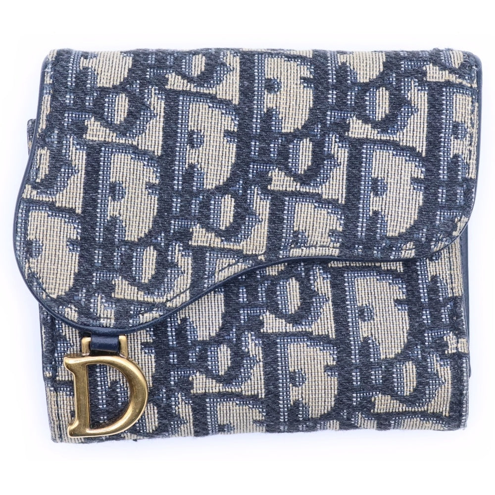 Christian Dior(クリスチャンディオール) ロータスウォレット オブリーク ジャカード 三つ折り コンパクトウォレット S5652CTZQ ベージュ