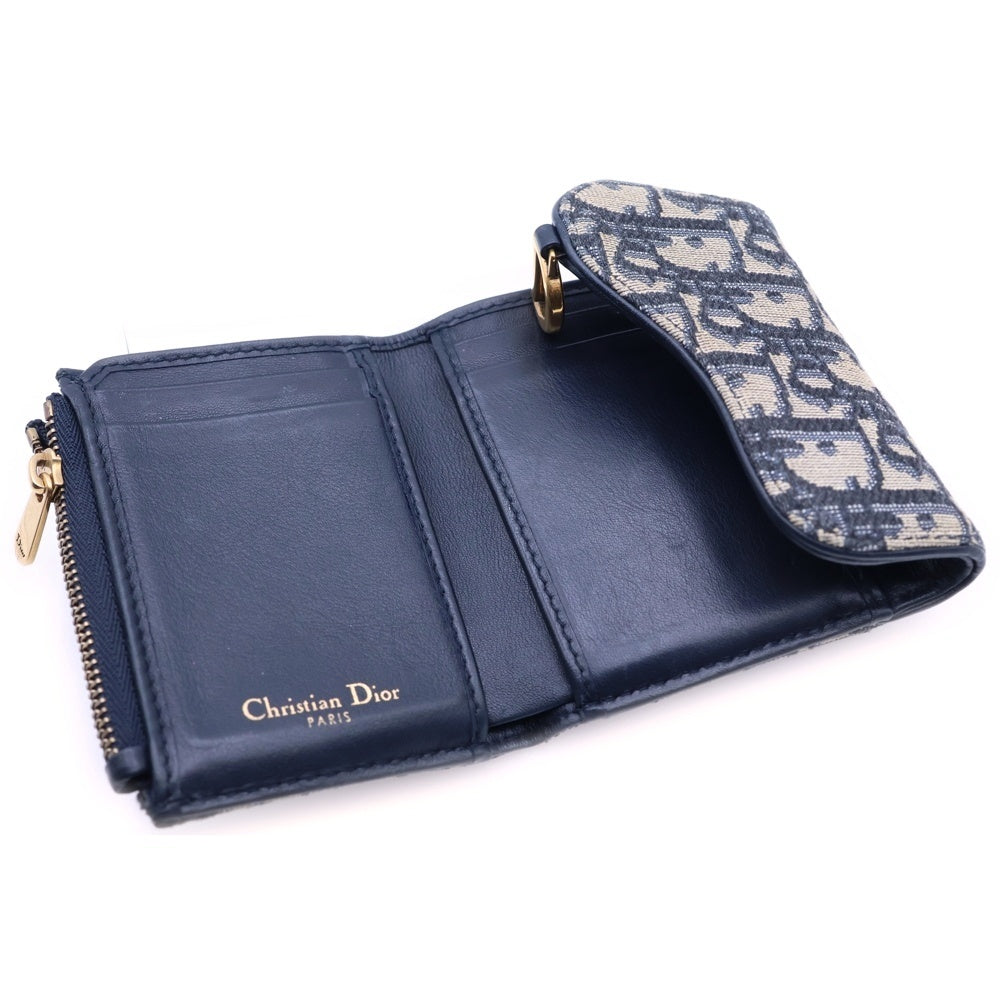 Christian Dior(クリスチャンディオール) ロータスウォレット オブリーク ジャカード 三つ折り コンパクトウォレット S5652CTZQ ベージュ