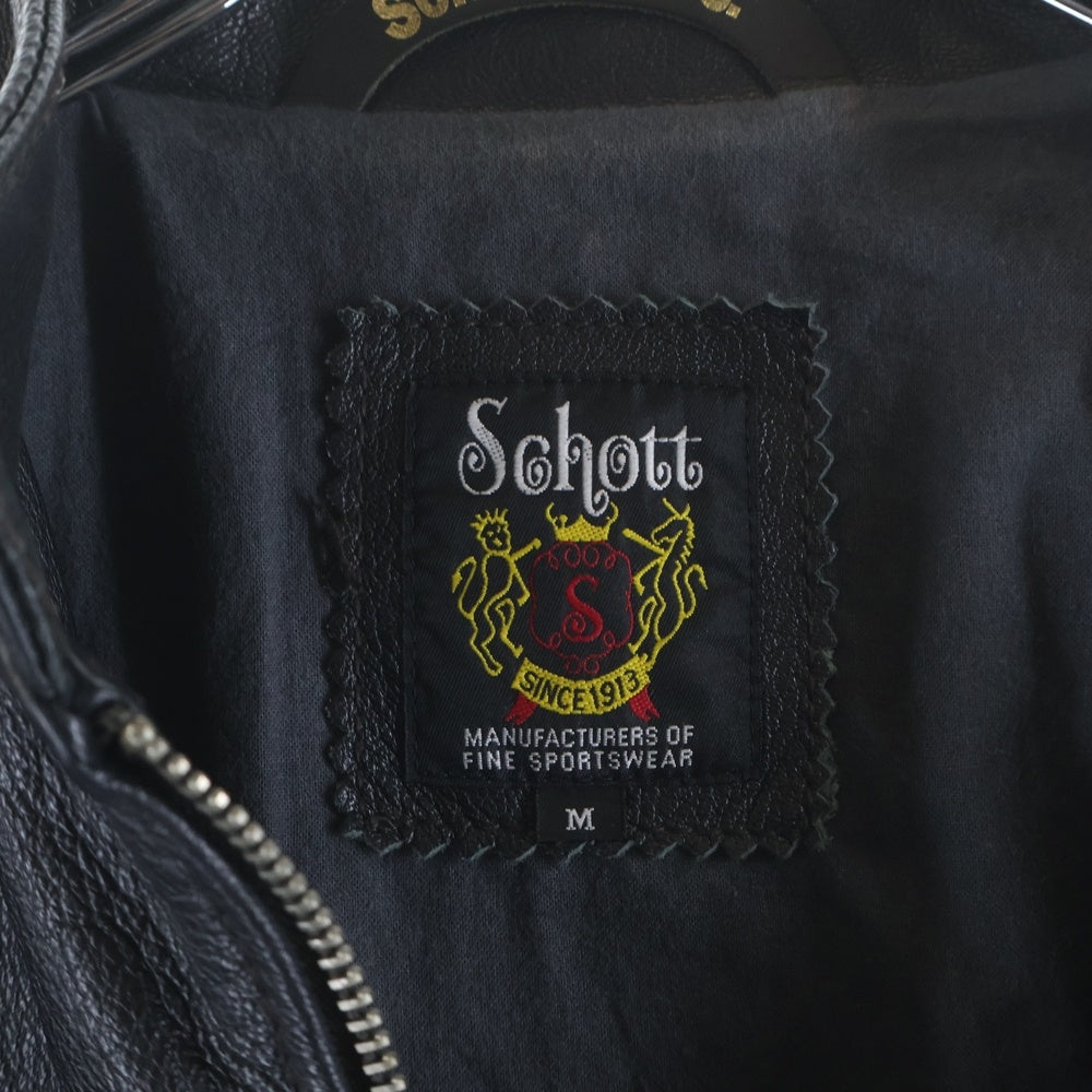 SCHOTT(ショット) ゴートレザー カフェレーサー シングルライダースジャケット ブラック 3111011
