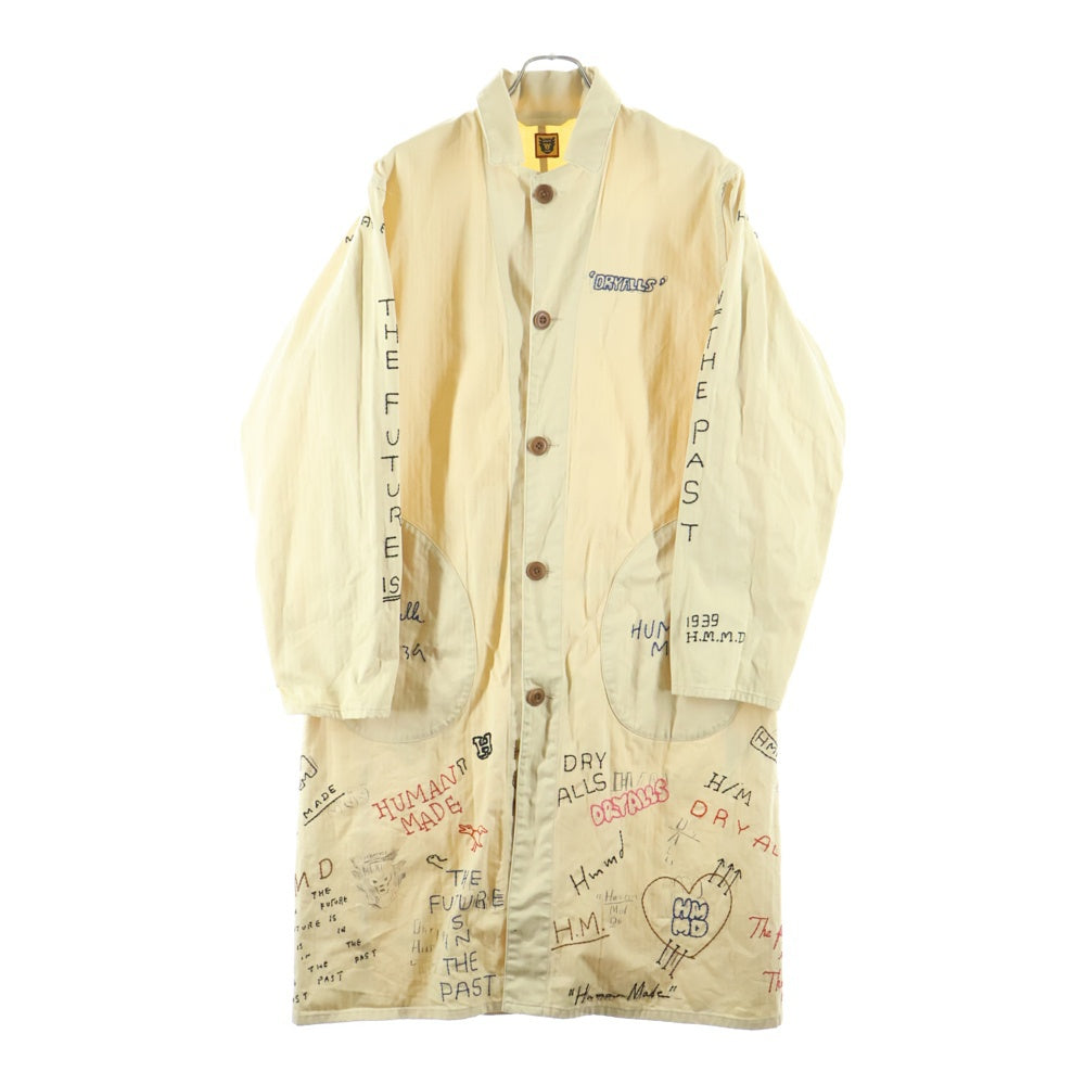 HUMAN MADE(ヒューマンメイド) 24AW SHOP COAT HBT ステッチワーク ヘリンボーン ロングコート ベージュ