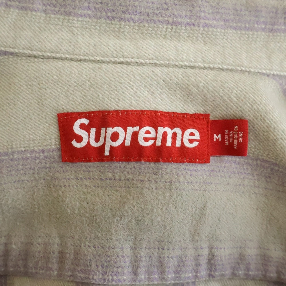SUPREME(シュプリーム) 23AW Stripe Flannnel Zip Up Shirt 胸ロゴ ジップアップ フランネルシャツ チェック グレー