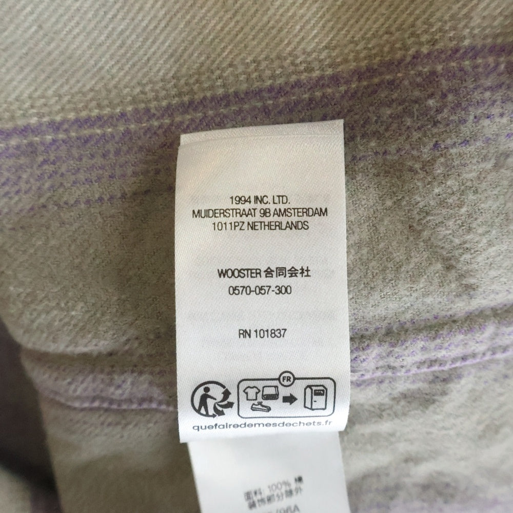 SUPREME(シュプリーム) 23AW Stripe Flannnel Zip Up Shirt 胸ロゴ ジップアップ フランネルシャツ チェック グレー