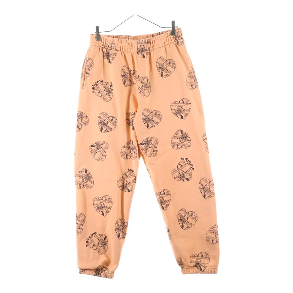 SUPREME(シュプリーム) 24AW Love Cash Sweatpant ハート総柄 スウェットパンツ オレンジ
