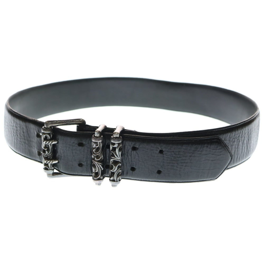 CHROME HEARTS(クロムハーツ) ROLLER2 ダブルピンスクロール レザーベルト ブラック
