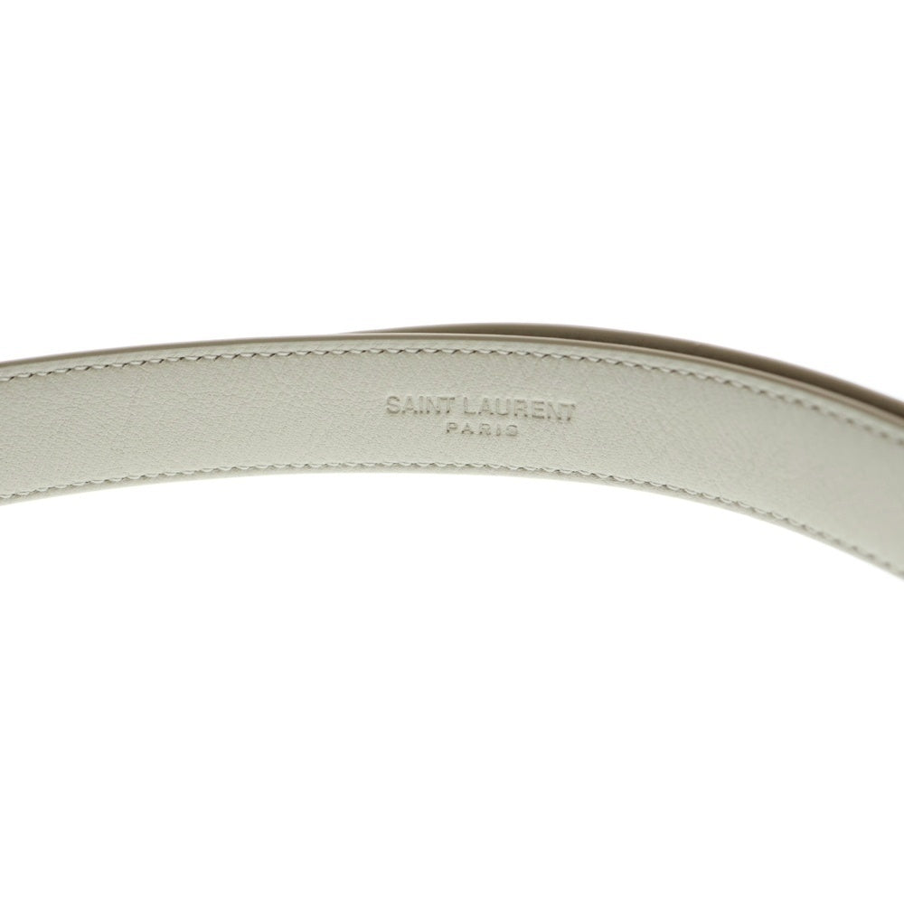 YVES SAINT LAURENT(イヴサンローラン) モノグラム ナローベルト スクエアバックル ラッカードレザー 2CM 554465BOO0W9207 ホワイト レディース