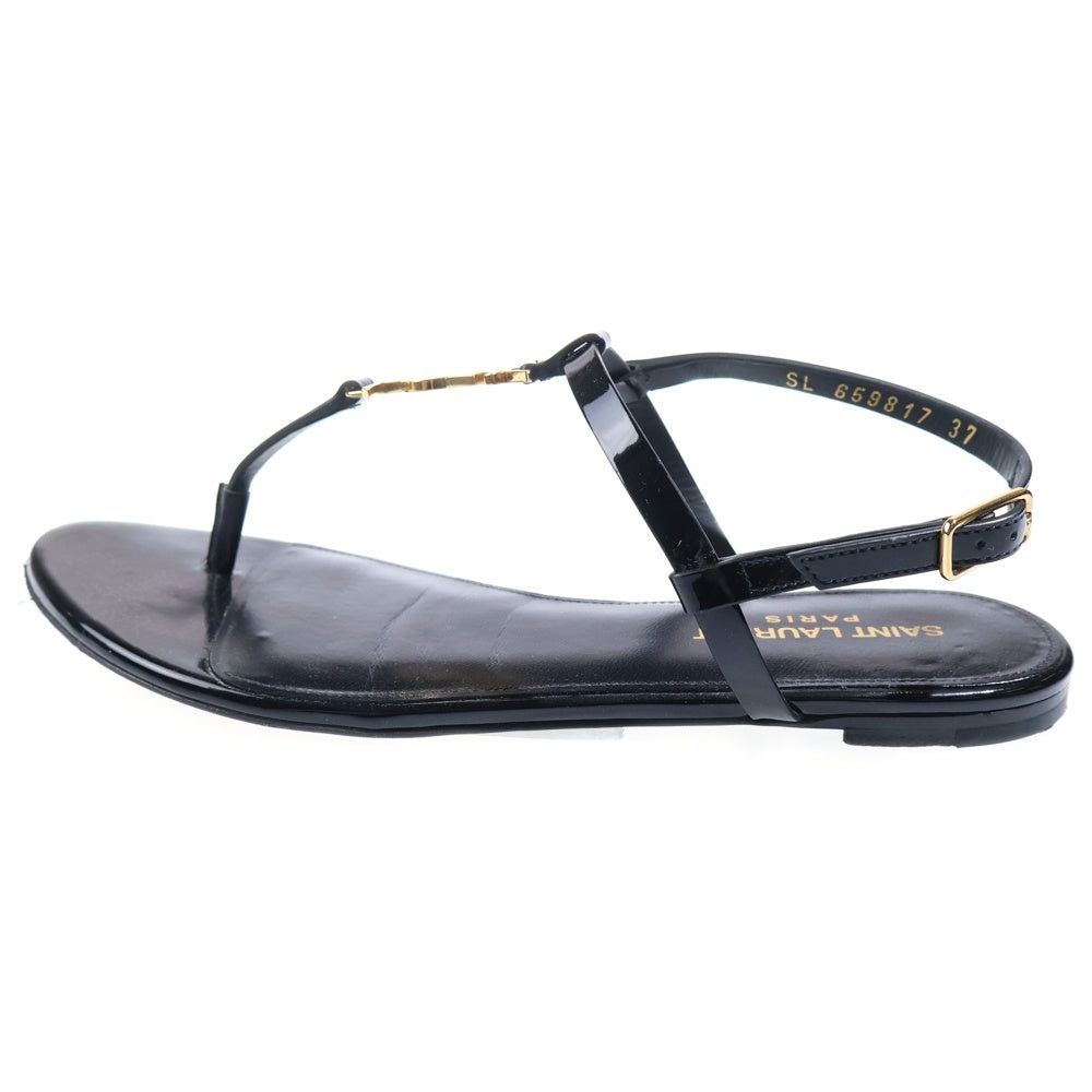 YVES SAINT LAURENT(イヴサンローラン) カサンドラ パテントレザー フラットサンダル 659817AAGKK1000 ブラック レディース