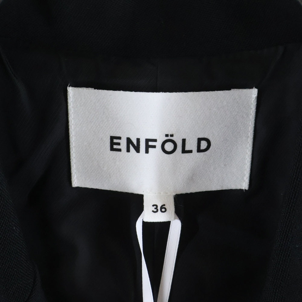 ENFOLD(エンフォルド) 18SS ウールスキン スプリング ボタンレス チェスターコート ブラック レディース