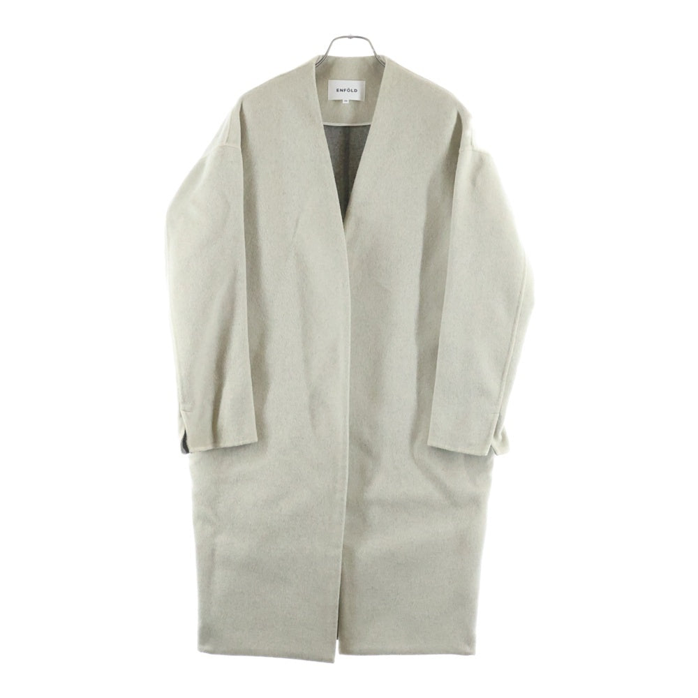 ENFOLD(エンフォルド) 18AW ウールリバー ノーカラーコート ベージュ レディース
