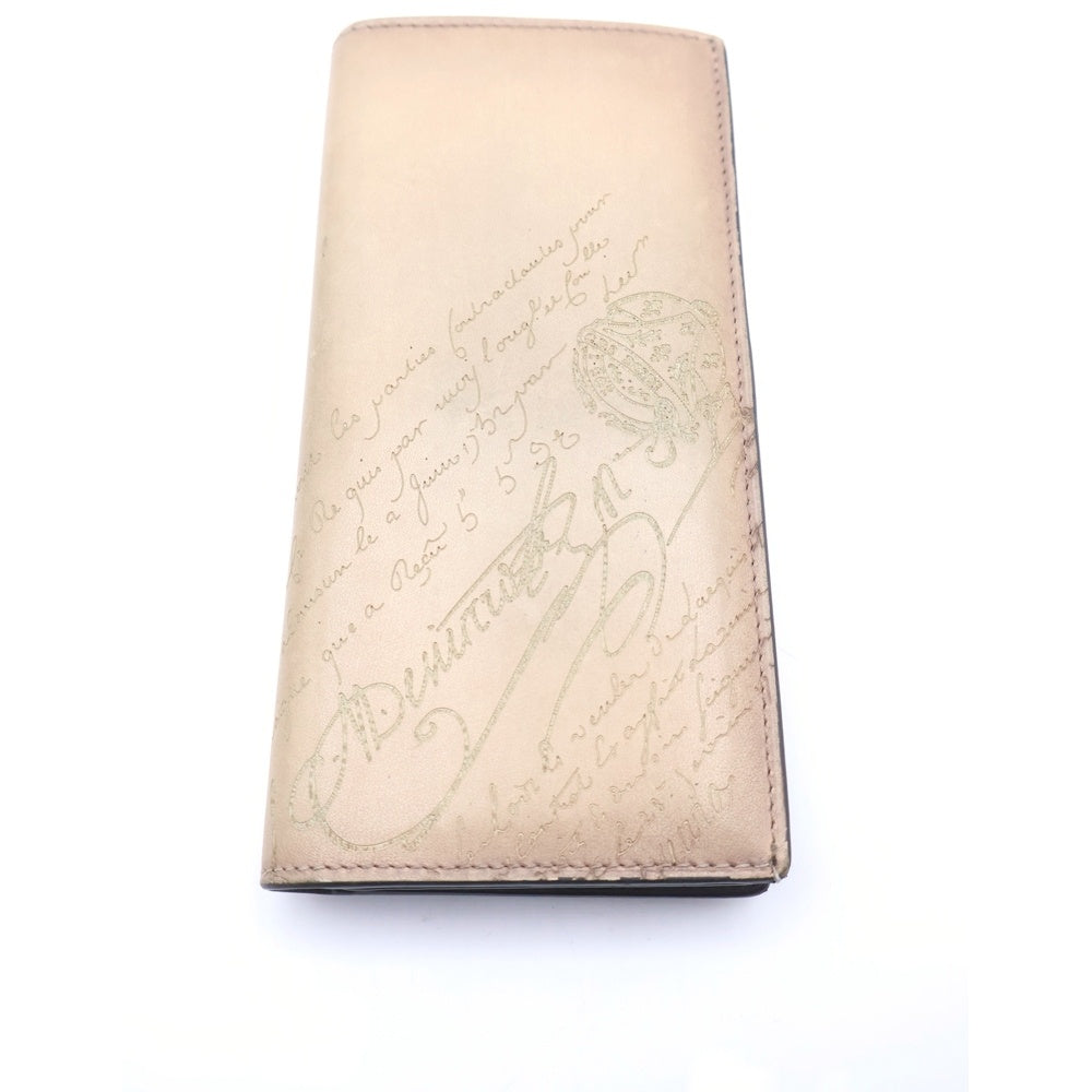 Berluti(ベルルッティ) カリグラフィ エスパス エン スクリット ロングウォレット 2つ折り財布 ベージュ レディース