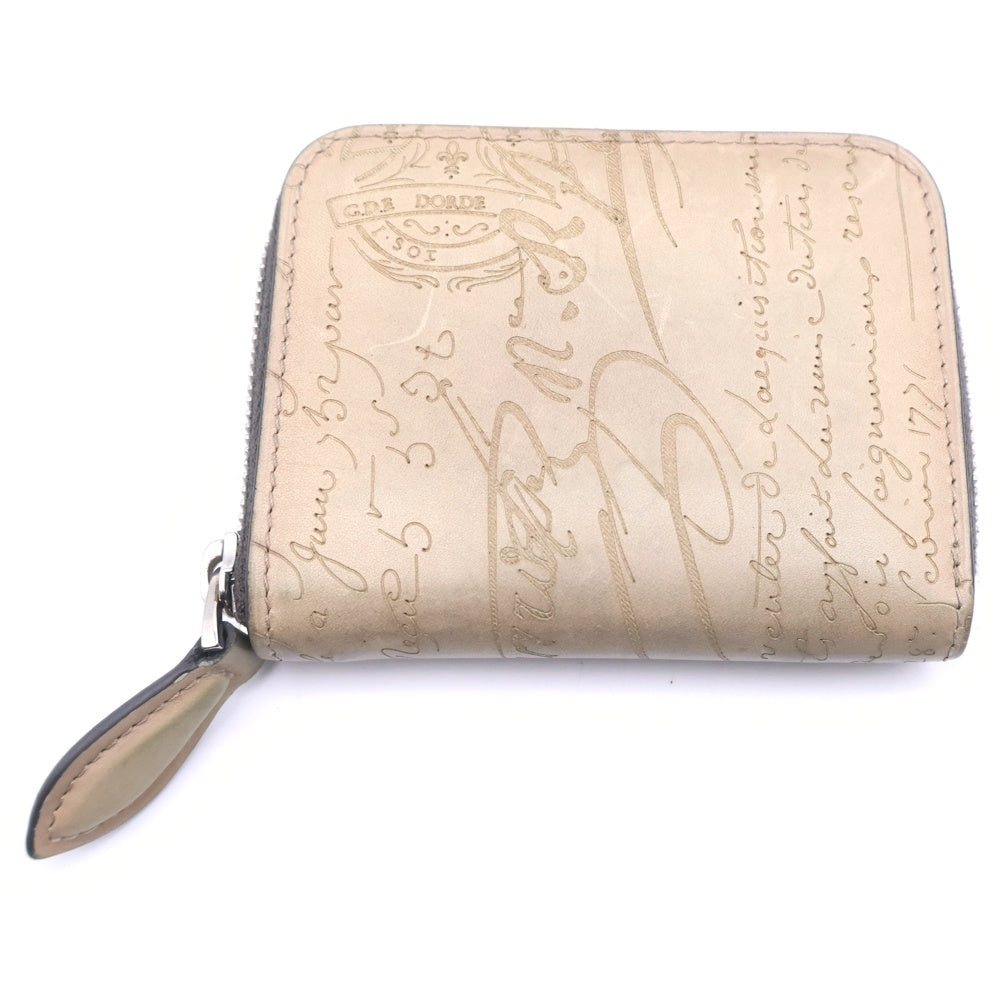 Berluti(ベルルッティ) カリグラフィ ワパ スクリットレザー ラウンドジップ コインケース ベージュ レディース