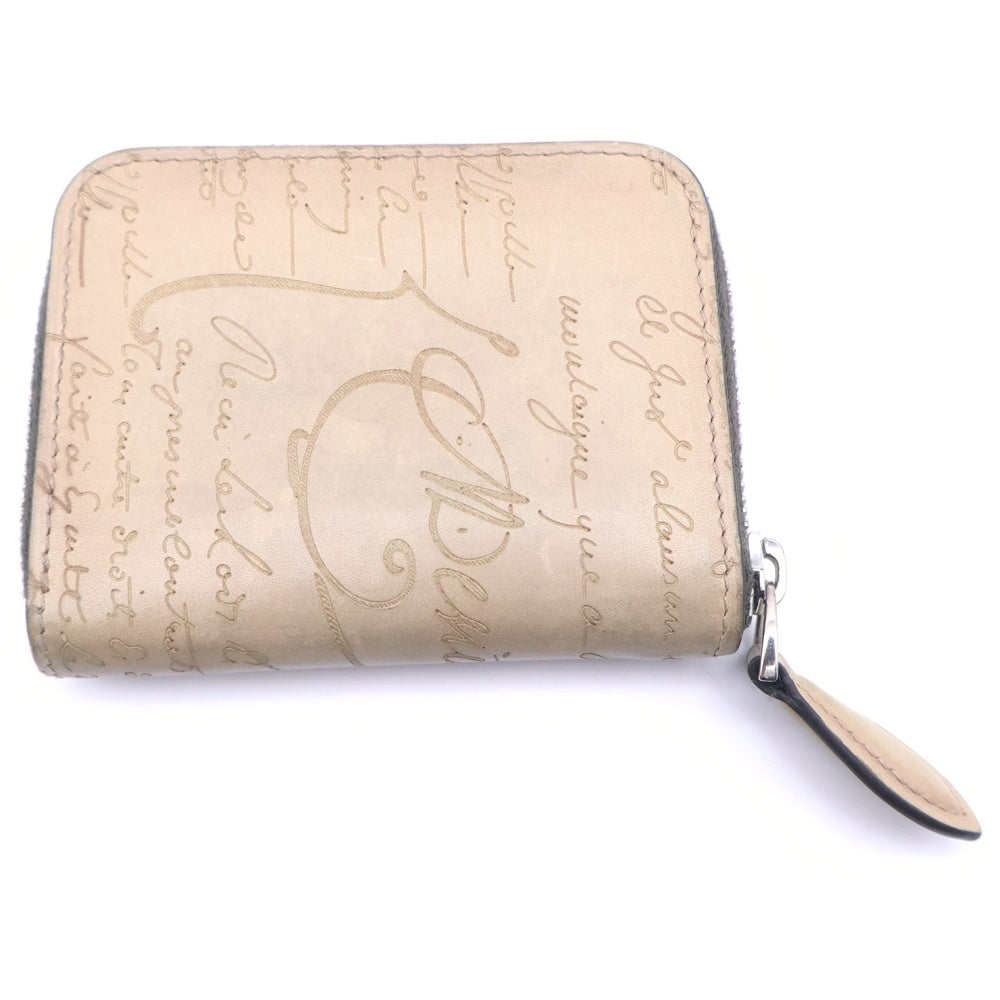 Berluti(ベルルッティ) カリグラフィ ワパ スクリットレザー ラウンドジップ コインケース ベージュ レディース