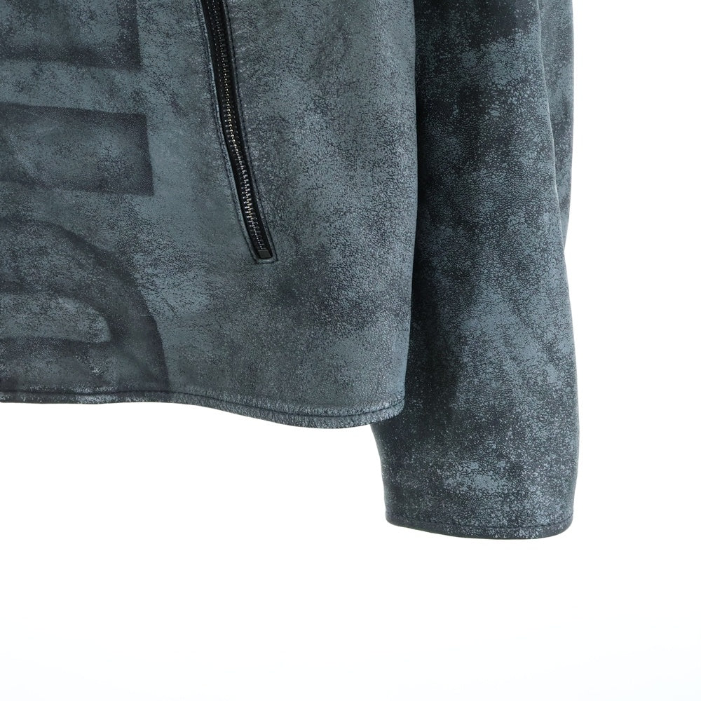 DIESEL(ディーゼル) L-EVERT-A ロゴプリント クラッキング加工 バイカー シングルレザージャケット ブラック