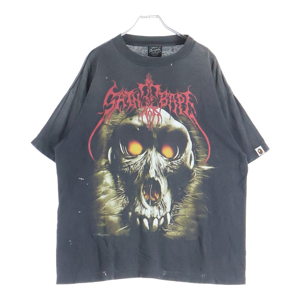 SAINT MICHAEL(セントマイケル) ×BAPE_SS TEE フロントプリント クルーネック半袖Tシャツ SM-HR1-0000-C37 ブラック