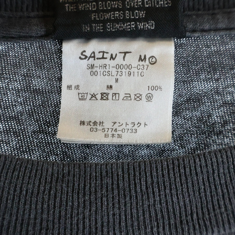 SAINT MICHAEL(セントマイケル) ×BAPE_SS TEE フロントプリント クルーネック半袖Tシャツ SM-HR1-0000-C37 ブラック