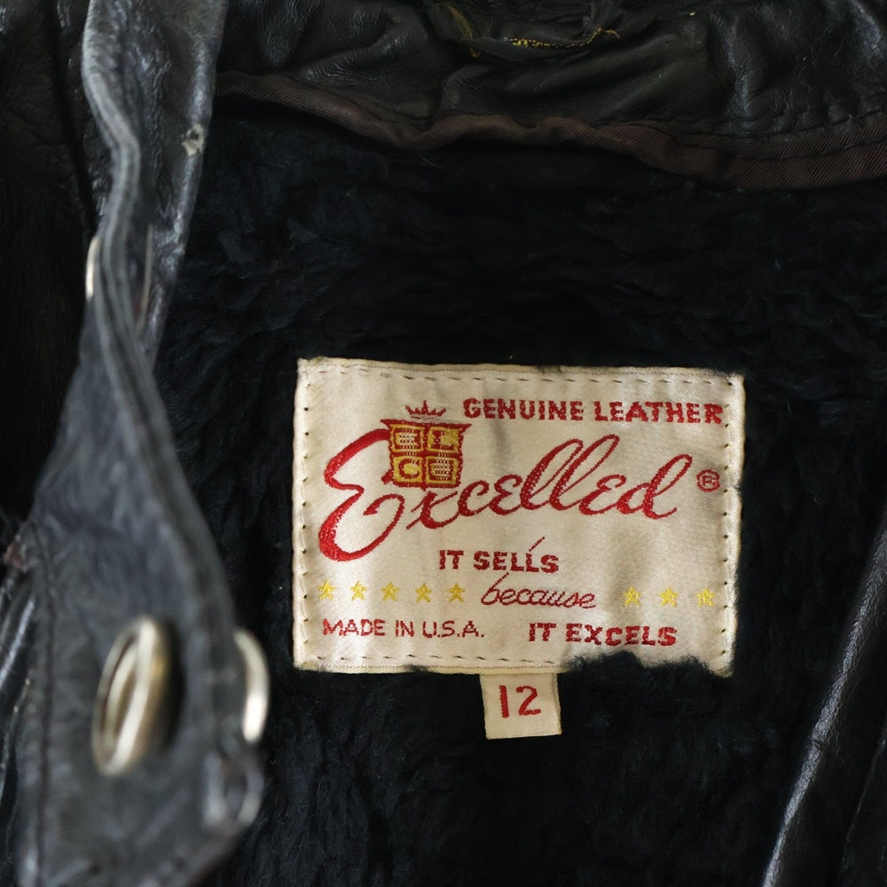 VINTAGE(ヴィンテージ) 60s-70s Excelled SERVAL ZIP 涙ジップ シングルライダースジャケット ブラック