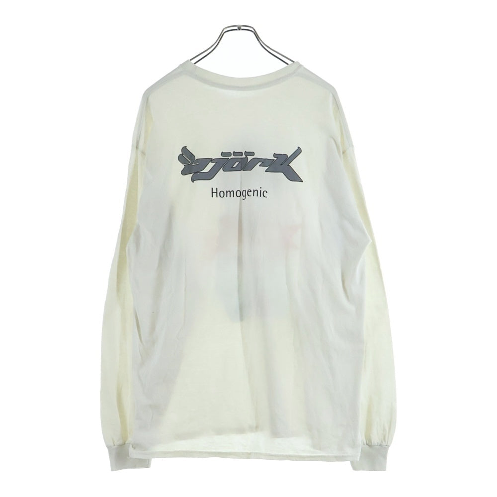 NO BRAND(ノーブランド) BJORK HOMOGENIC ビョーク ホモジェ二ック 両面プリント 長袖Tシャツカットソー ホワイト