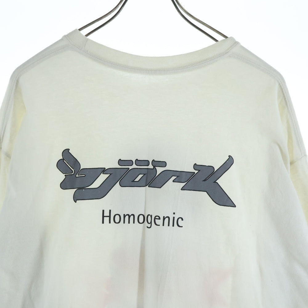 NO BRAND(ノーブランド) BJORK HOMOGENIC ビョーク ホモジェ二ック 両面プリント 長袖Tシャツカットソー ホワイト
