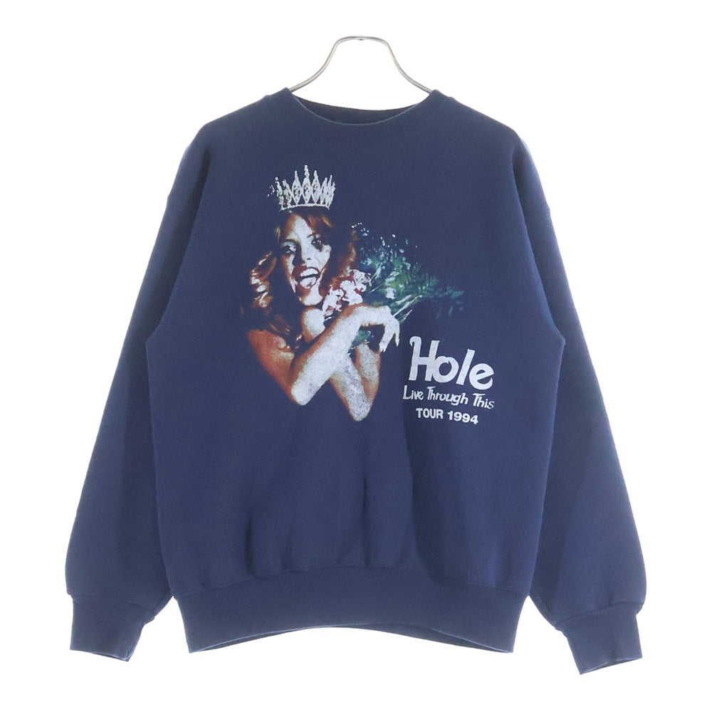 VINTAGE(ヴィンテージ) 90s HOLE LIVE THROUGH THIS TOUR 1994 ホール ライブスルーディスツアー 両面プリント スルーネックスウェットトレーナー ネイビー