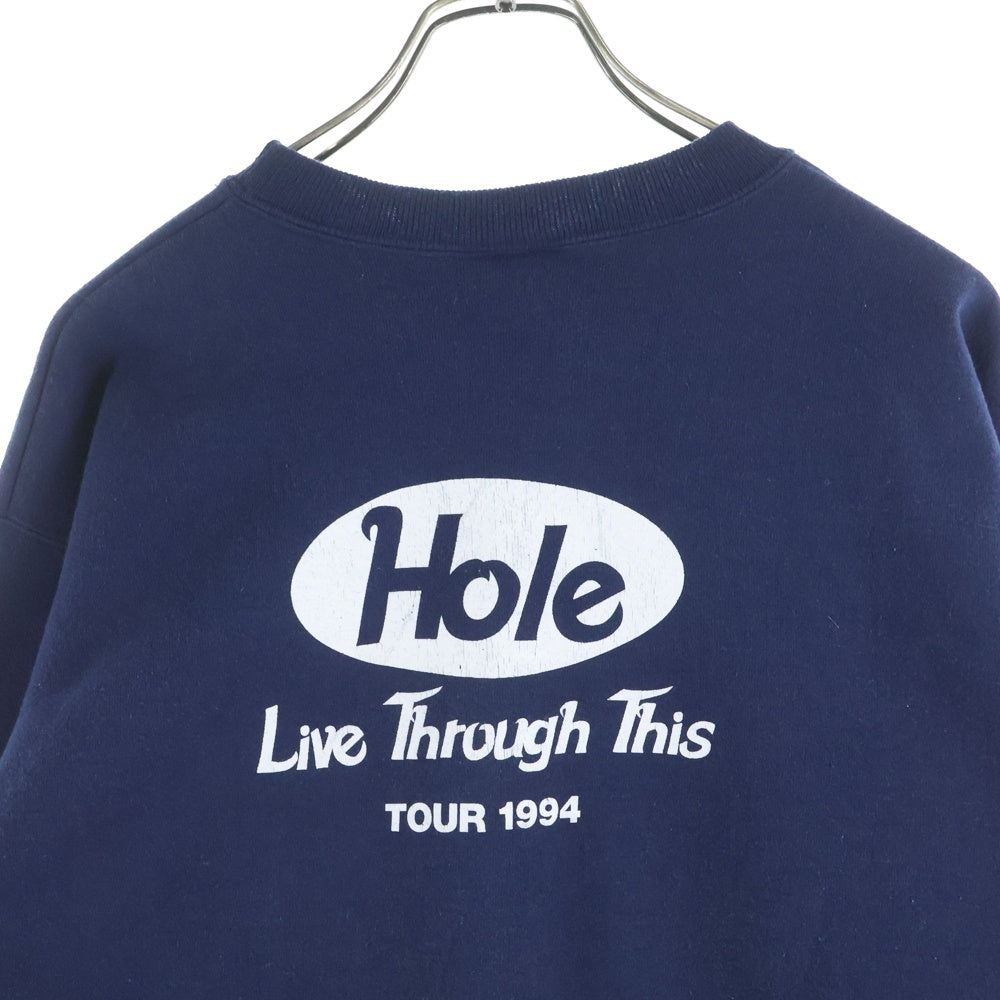 VINTAGE(ヴィンテージ) 90s HOLE LIVE THROUGH THIS TOUR 1994 ホール ライブスルーディスツアー 両面プリント スルーネックスウェットトレーナー ネイビー