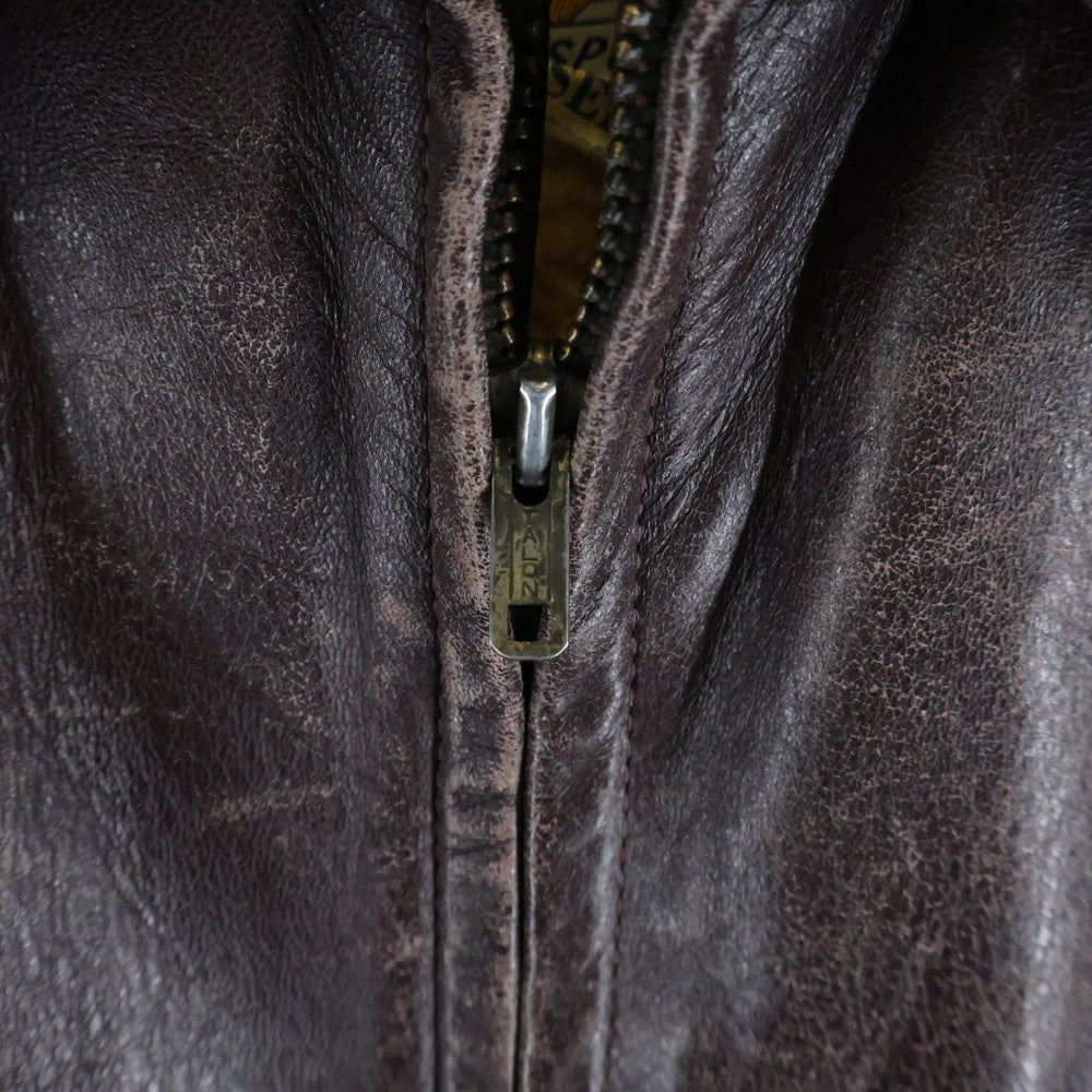 GOLDEN BEAR(ゴールデンベア) 80s GENUINE HORSEHIDE USA TALONZIP LEATHER SPORTS JACKET ホースハイド USA タイロンジップ レザージャケット ブラウン