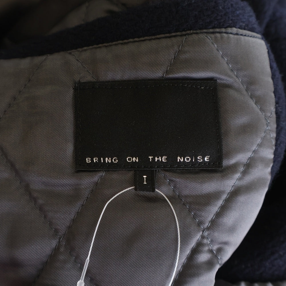 NO BRAND(ノーブランド) BRING ON THE NOISE ブリングオンザノイズ アームレザー切り替え 裏地キルティングジャケット ネイビー