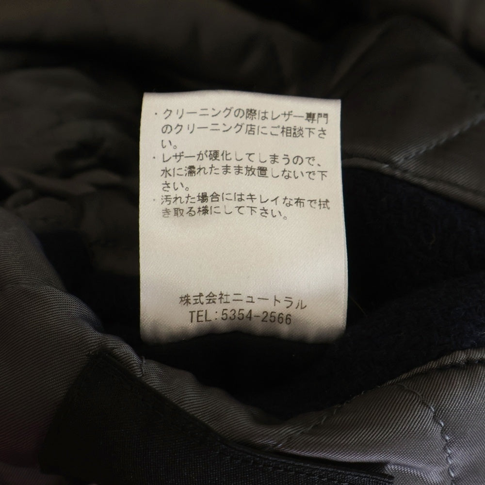 NO BRAND(ノーブランド) BRING ON THE NOISE ブリングオンザノイズ アームレザー切り替え 裏地キルティングジャケット ネイビー