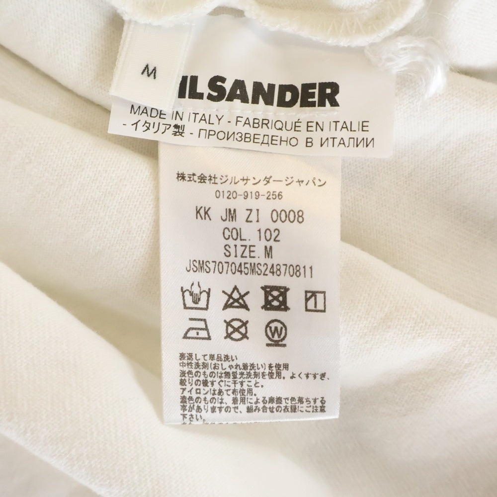 JIL SANDER(ジルサンダー) フロント ロゴプリント クルーネック半袖Tシャツカットソー ホワイト KK JM ZI 0008