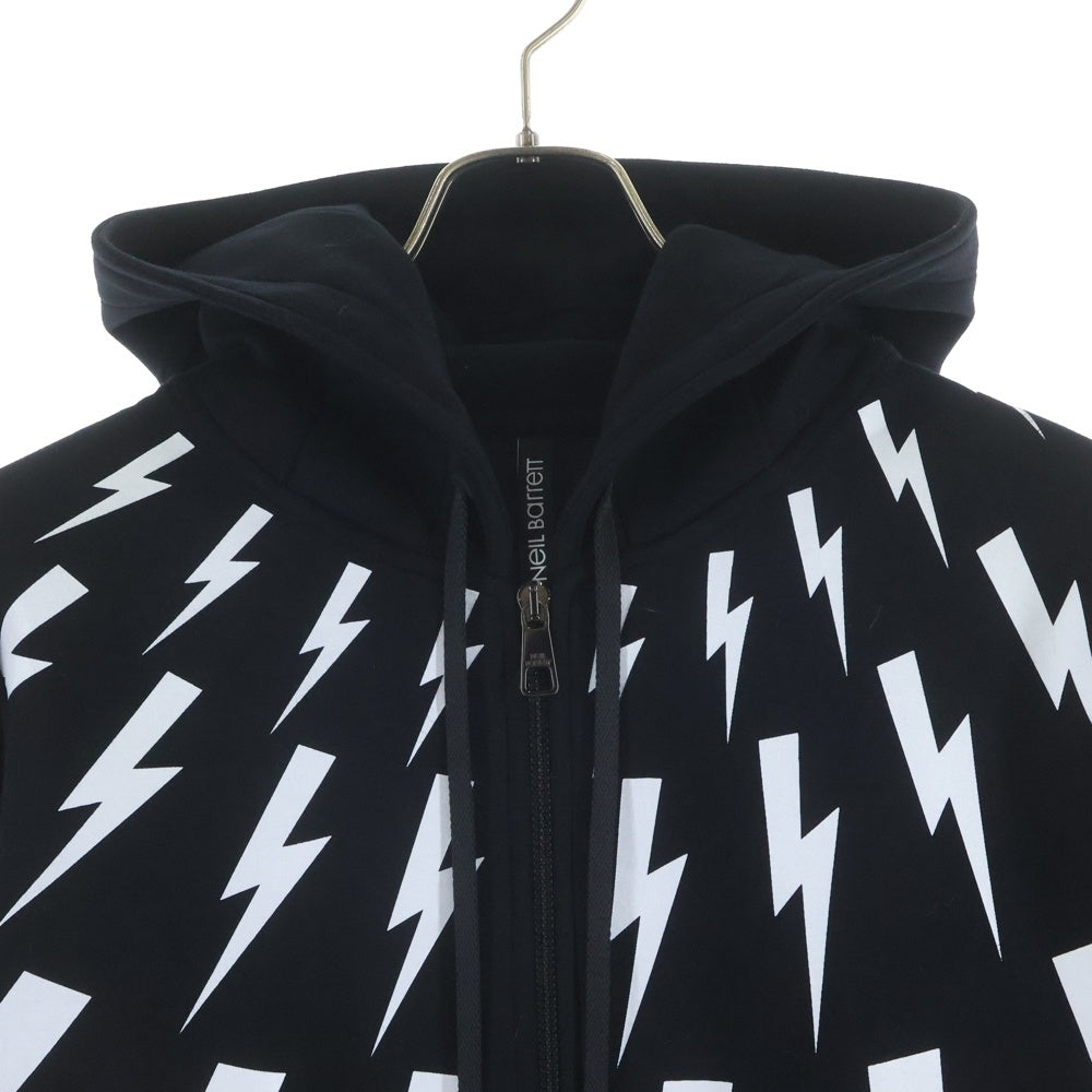 Neil Barrett(ニール バレット) 20SS THUNDER BOLT サンダー ボルトプリント ジップアップパーカー ブラック PBJS262S F552S