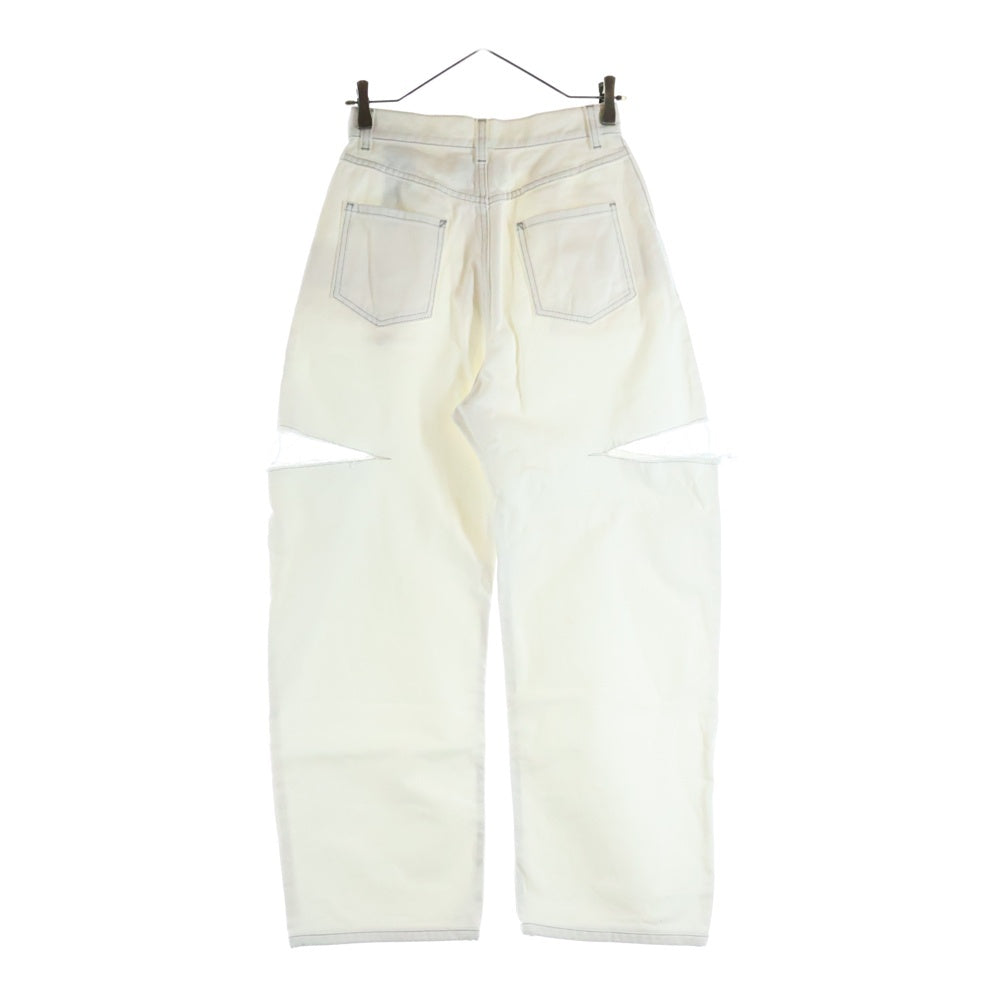 Maison Margiela(メゾンマルジェラ) 24SS スラッシュディテール カットオフ デニムパンツ ジーンズ ホワイト S51LA0106 S47399 レディース