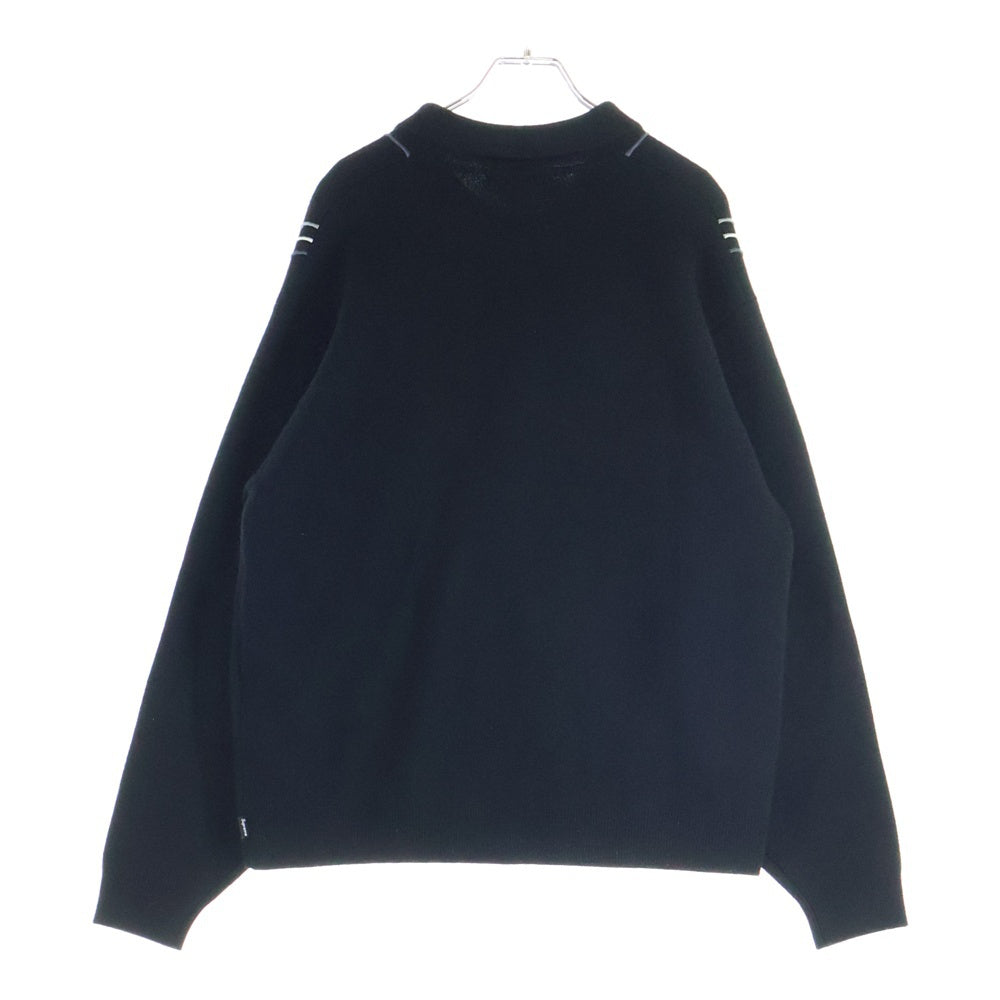 SUPREME(シュプリーム) 25AW Stripe Zip Up Polo Sweater ストライプジップポロ ニットシャツ ストライプ ブラック